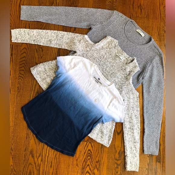 13/14Y💐Abercrombie & Fitch Bundle of 3: Blue Ombre Tee and 2 Grey Sweaters - Picture 1 of 9